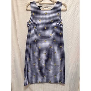 Talbots, Lemon & Gingham Shift‎ Dress with Keyhole Back,  Size 6